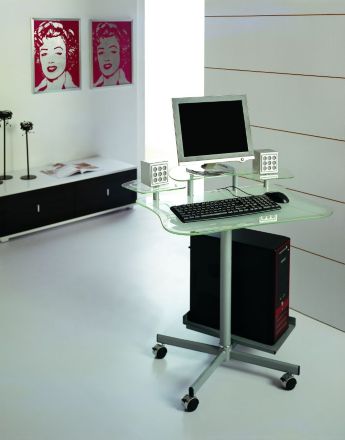 Компьютерный стол V285 белое матовое стекло