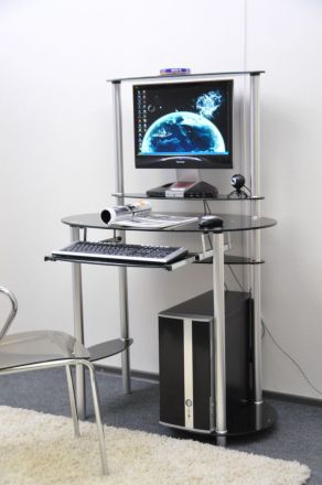 Компьютерный стол стекляный D97G5 чёрный овальный Распродажа