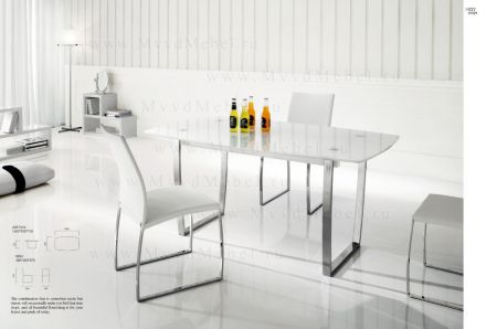 Прямоугольный кухонный стол из стекла А897НL белый