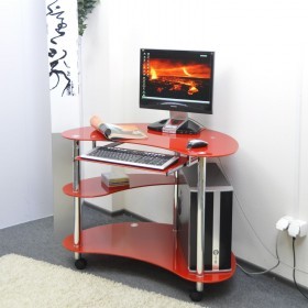 Компьютерный стол V283 стеклянный красный