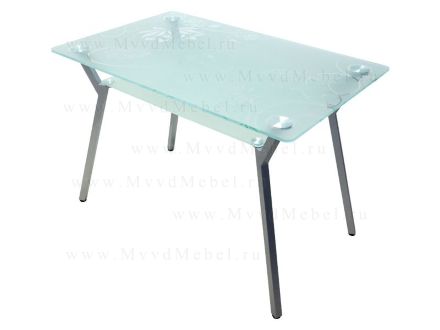 Прямоугольный обеденный стол МАГНОЛИЯ-3 прозрачное стекло с матированным рисунком (GT-AD)