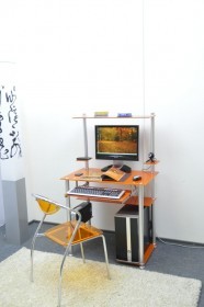 Стол с надстройкой из стекла G004G6 стекло оранжевое с блёстками
