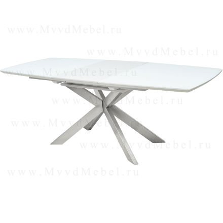 Стол раздвижной CRYSTAL-160 White matt белый матовый стеклянный