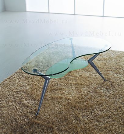 Журнальный столик А1087 серые опоры, овальный стеклянный