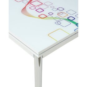 Стол раздвижной 4001 DREAM стеклянный с фотопечатью цветные хаотичные квадраты