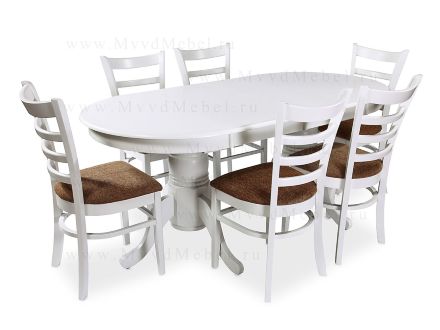 Обеденная группа из Малайзии - стол ES2000 и 6-ть стульев ES2000 белые распродажа